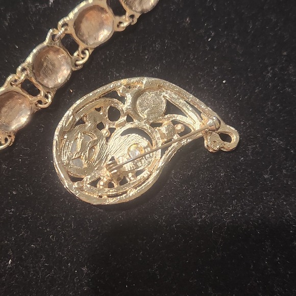 Multicolor Cabochon Jewelry lot Bracelet Brooch Gold Tone vintage - Picture 10 of 16